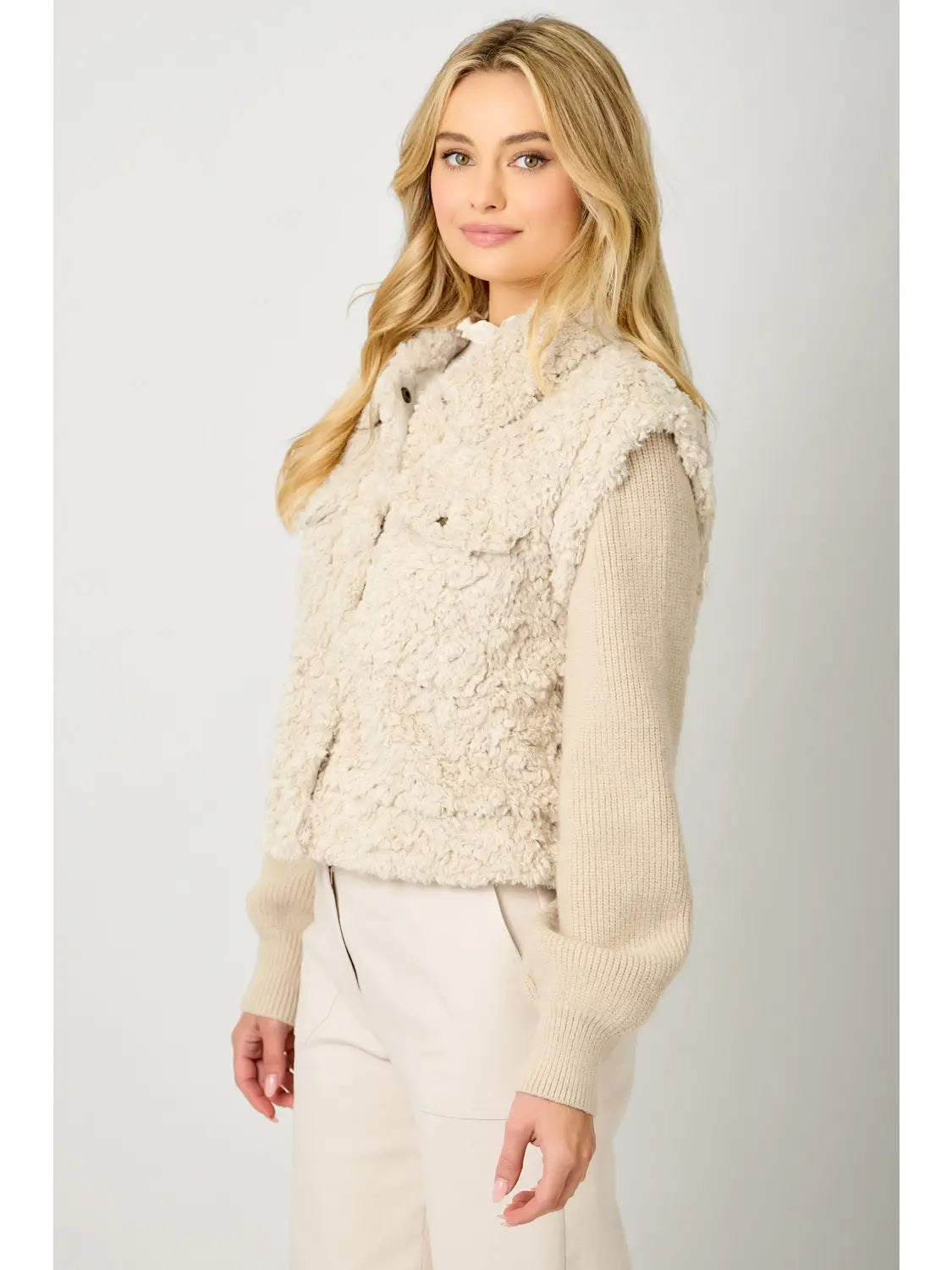 Mixed Media Sweater Jacket