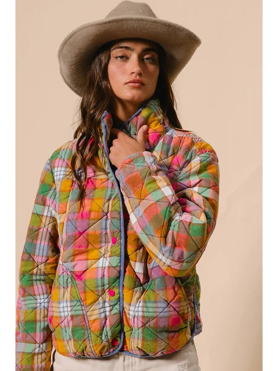 Vintage Plaid Quilted Jacket