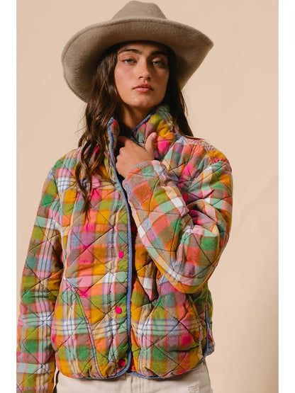 Vintage Plaid Quilted Jacket