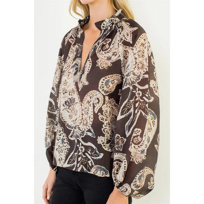 Hattie Paisley Long Sleeve Top