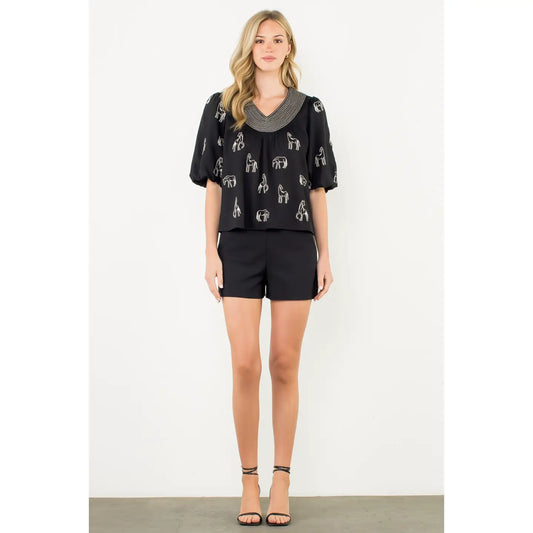 Embroidered Horse Blouse