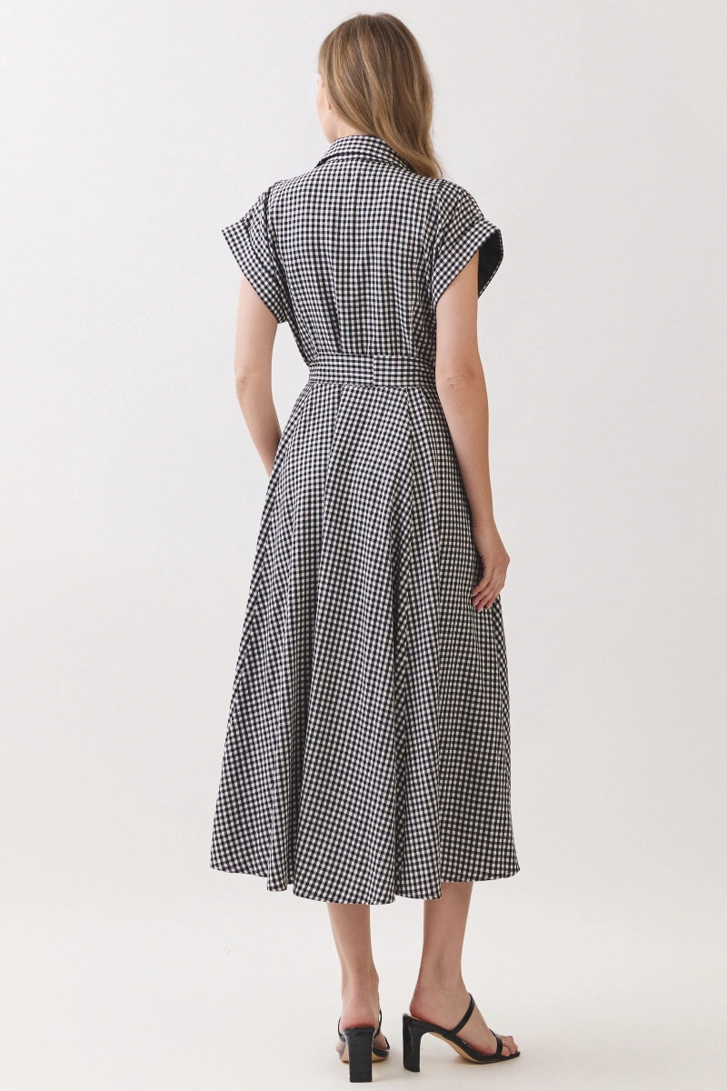 Checkered Print Midi Dress