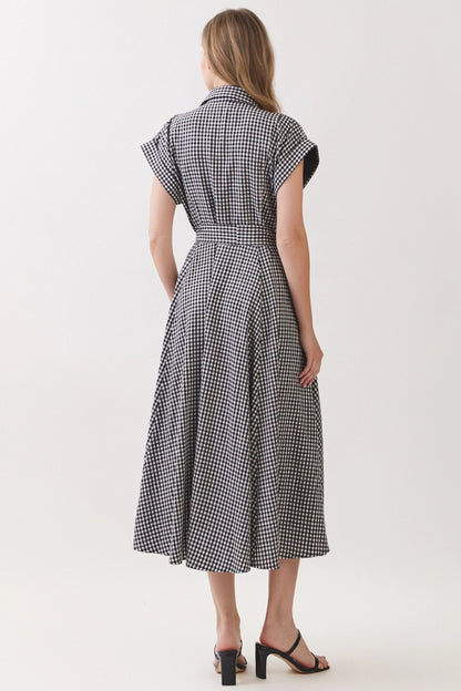 Checkered Print Midi Dress