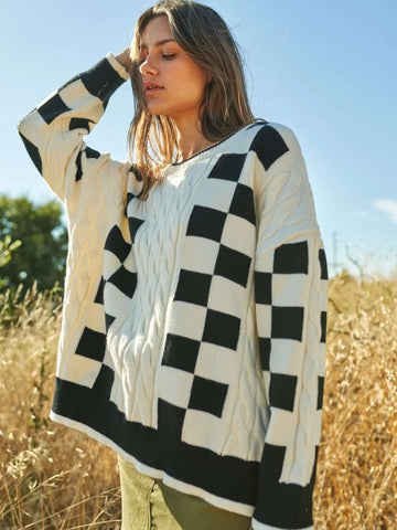 Checkered Crewneck Sweater