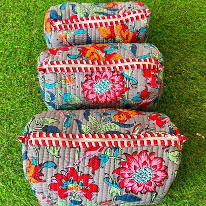 Quilted Cosmetic Bag Set