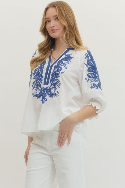 Catelyn Embroidered Top (More Colors)