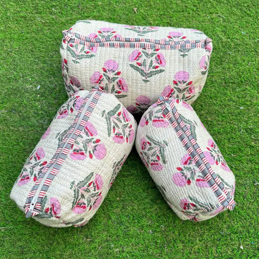 Quilted Cosmetic Bag Set