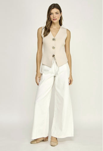 Gold Button Split Vest