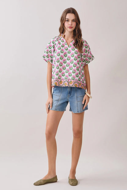 Floral Print Bubble Sleeve Top (More Colors)