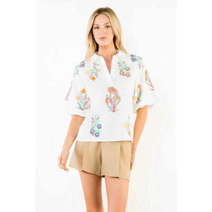 Lucy Embroidery Detailed Top