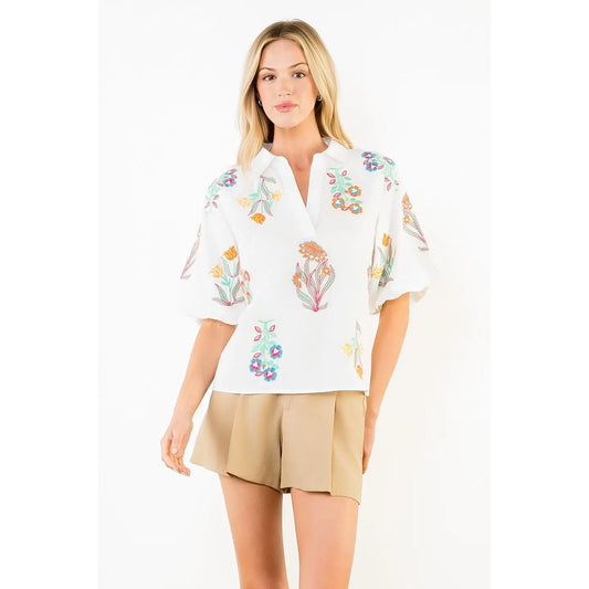 Lucy Embroidery Detailed Top