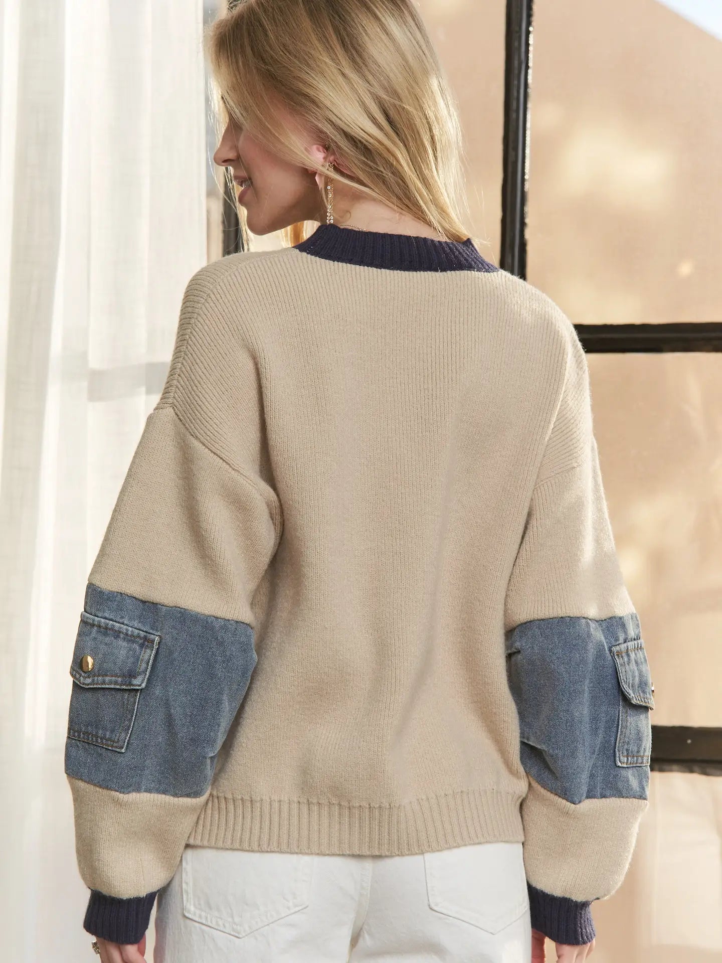 Denim Sleeve Sweater