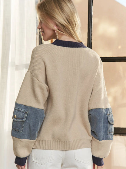 Denim Sleeve Sweater