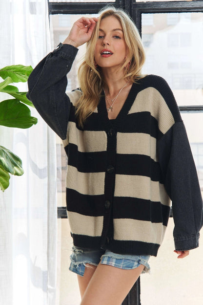 Denim Sleeve Sweater