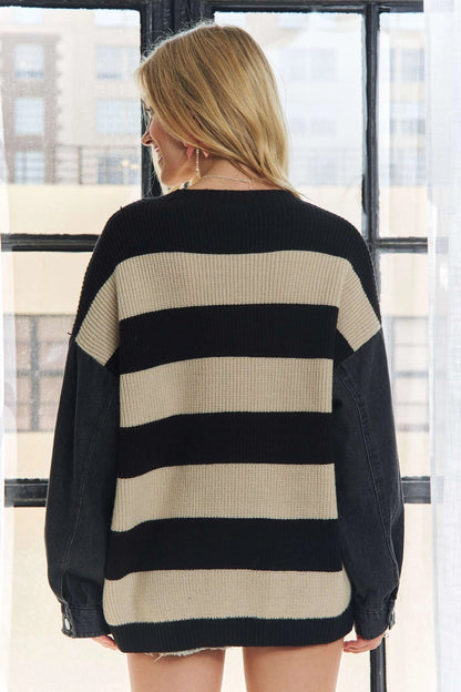 Denim Sleeve Sweater