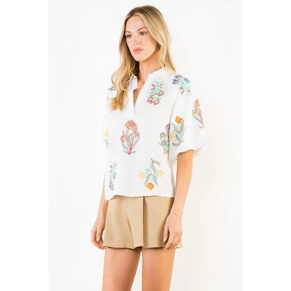 Lucy Embroidery Detailed Top