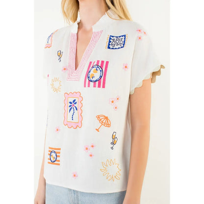 Raya Embroidered Top (White)