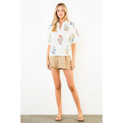 Lucy Embroidery Detailed Top