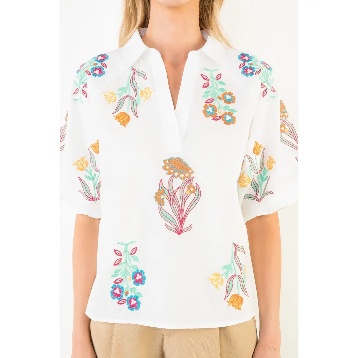 Lucy Embroidery Detailed Top