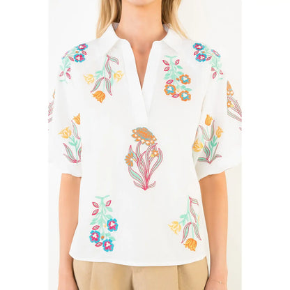 Lucy Embroidery Detailed Top
