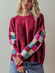 Checkered Sleeve Sweater