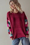 Checkered Sleeve Sweater