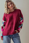 Checkered Sleeve Sweater