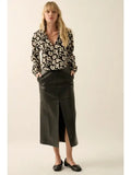 Faux Leather Midi Skirt