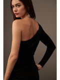 Asymmetric Velvet Dress