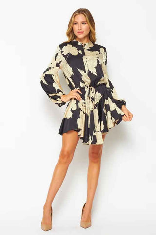 Taupe Floral Dress
