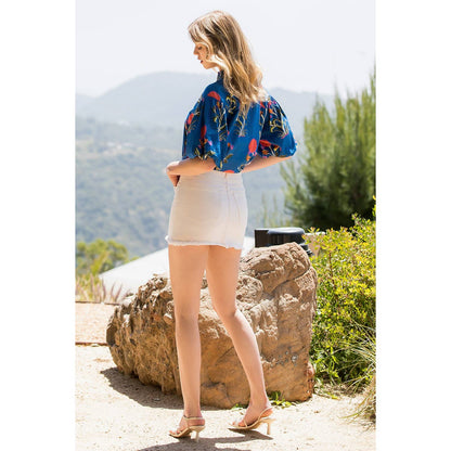 Puff Sleeve Flower Print Top