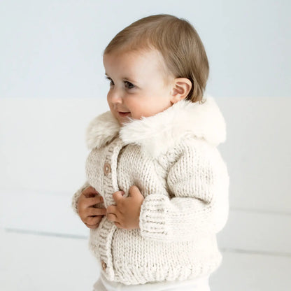 Fur Collar Cardigan Sweater