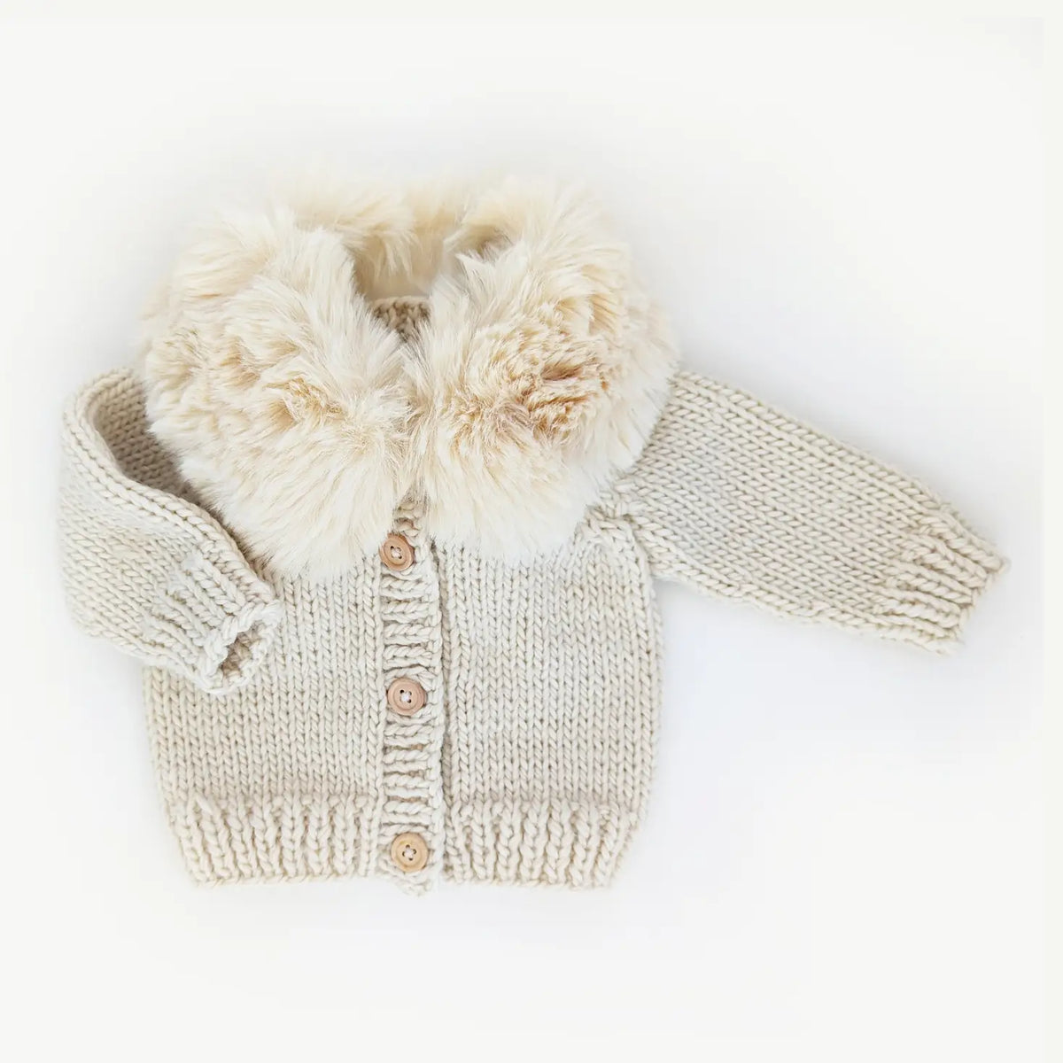 Fur Collar Cardigan Sweater