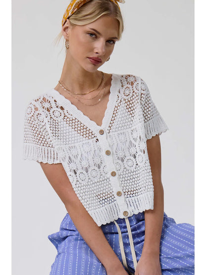 Open Knit Crochet Cardigan