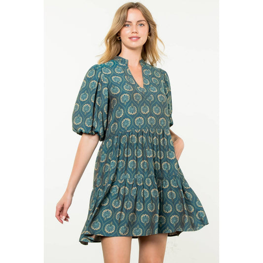 Teal Print Dress~SALE $46.40~
