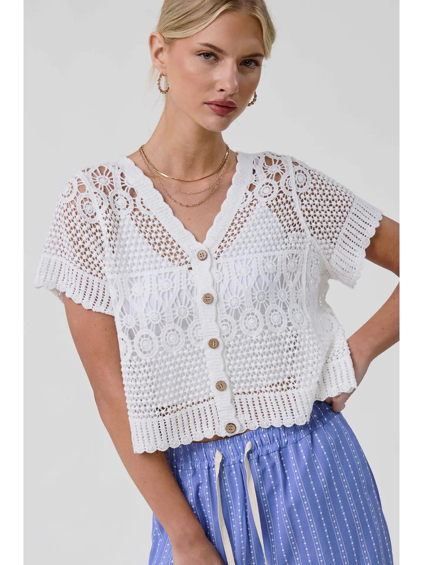 Open Knit Crochet Cardigan