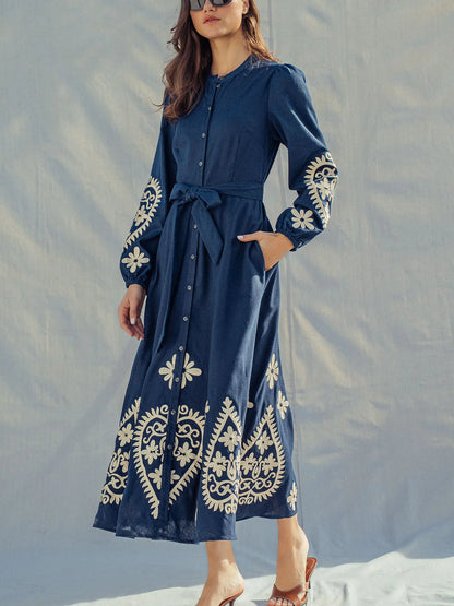 Paisley Embroidered Maxi Dress