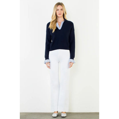 Tori Collared V-Neck Sweater Top