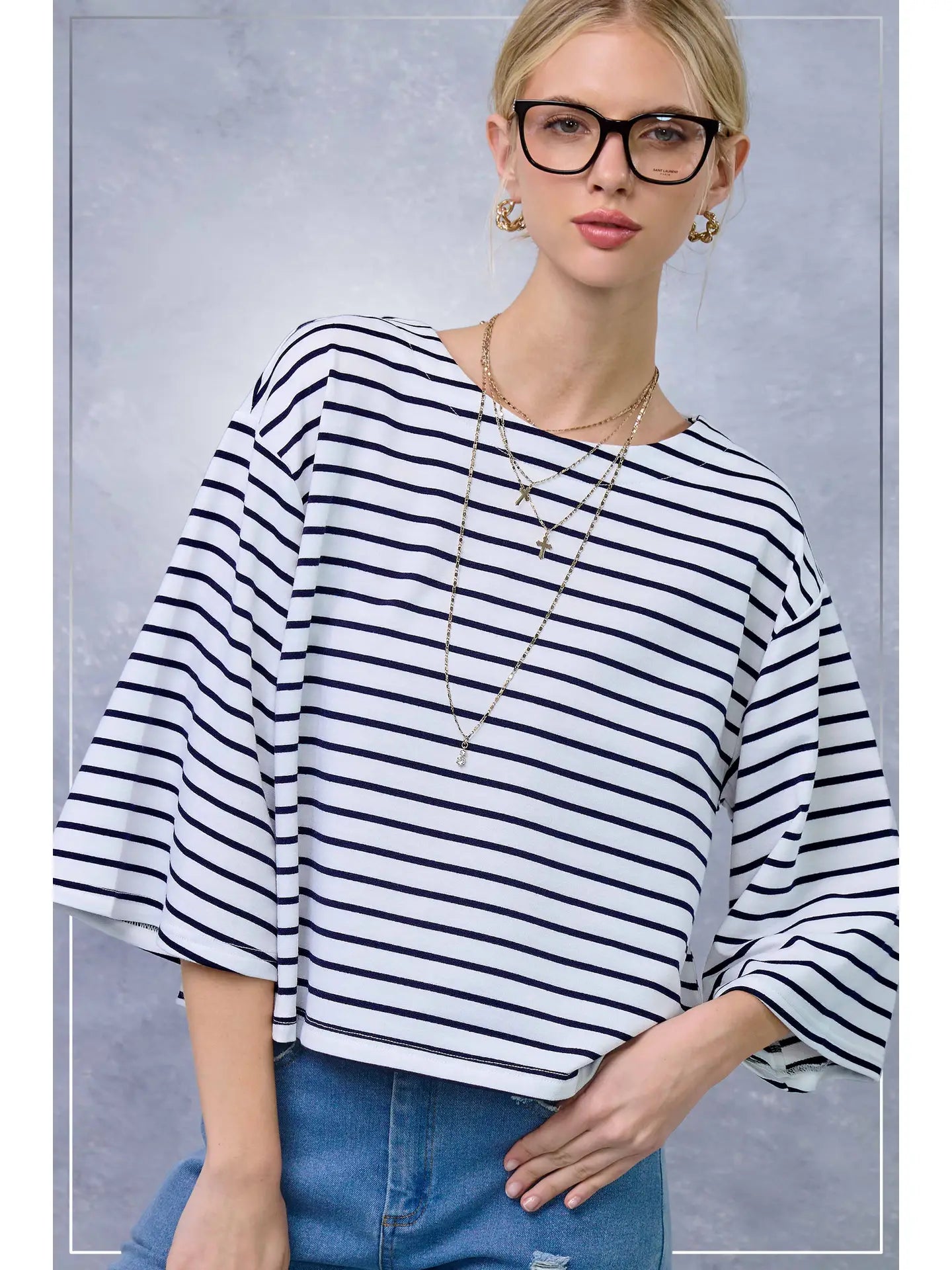 Bell Sleeve Striped Top