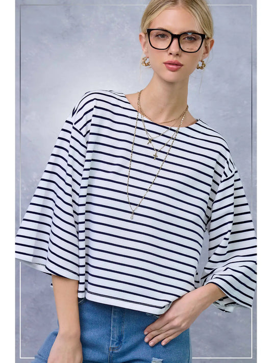 Bell Sleeve Striped Top