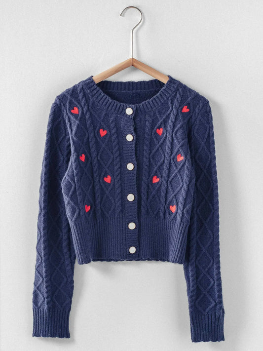 Heart Embroidered Cardigan
