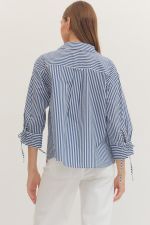 Striped Surplice Collar Top