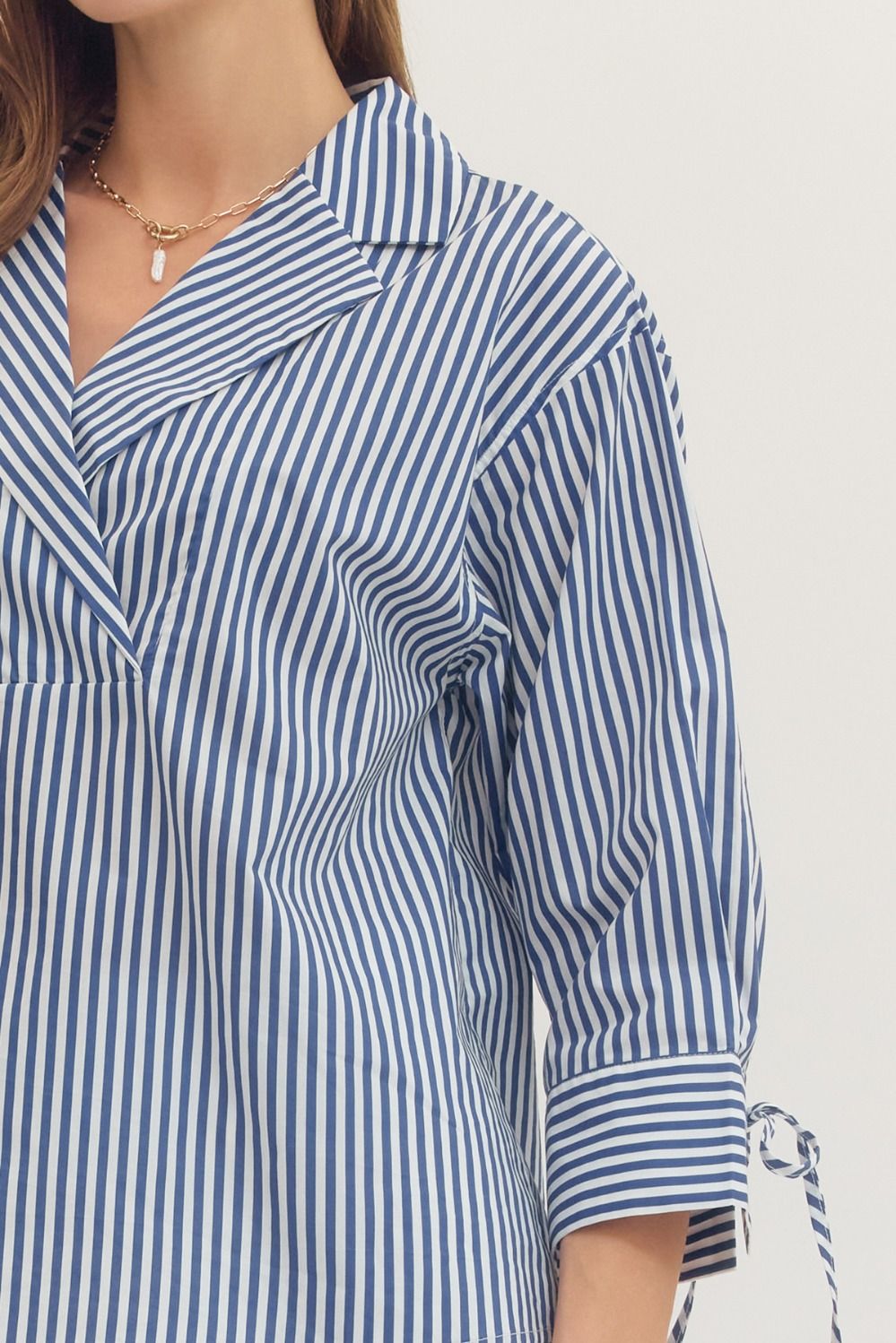 Striped Surplice Collar Top