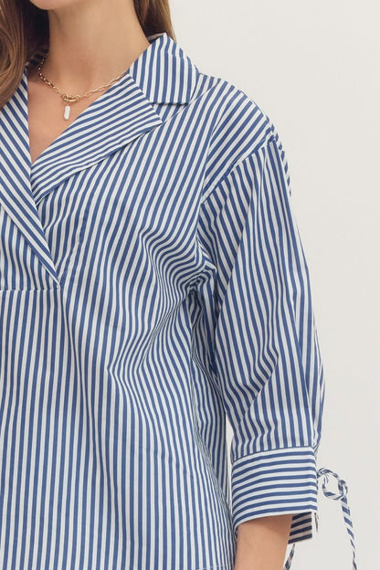 Striped Surplice Collar Top