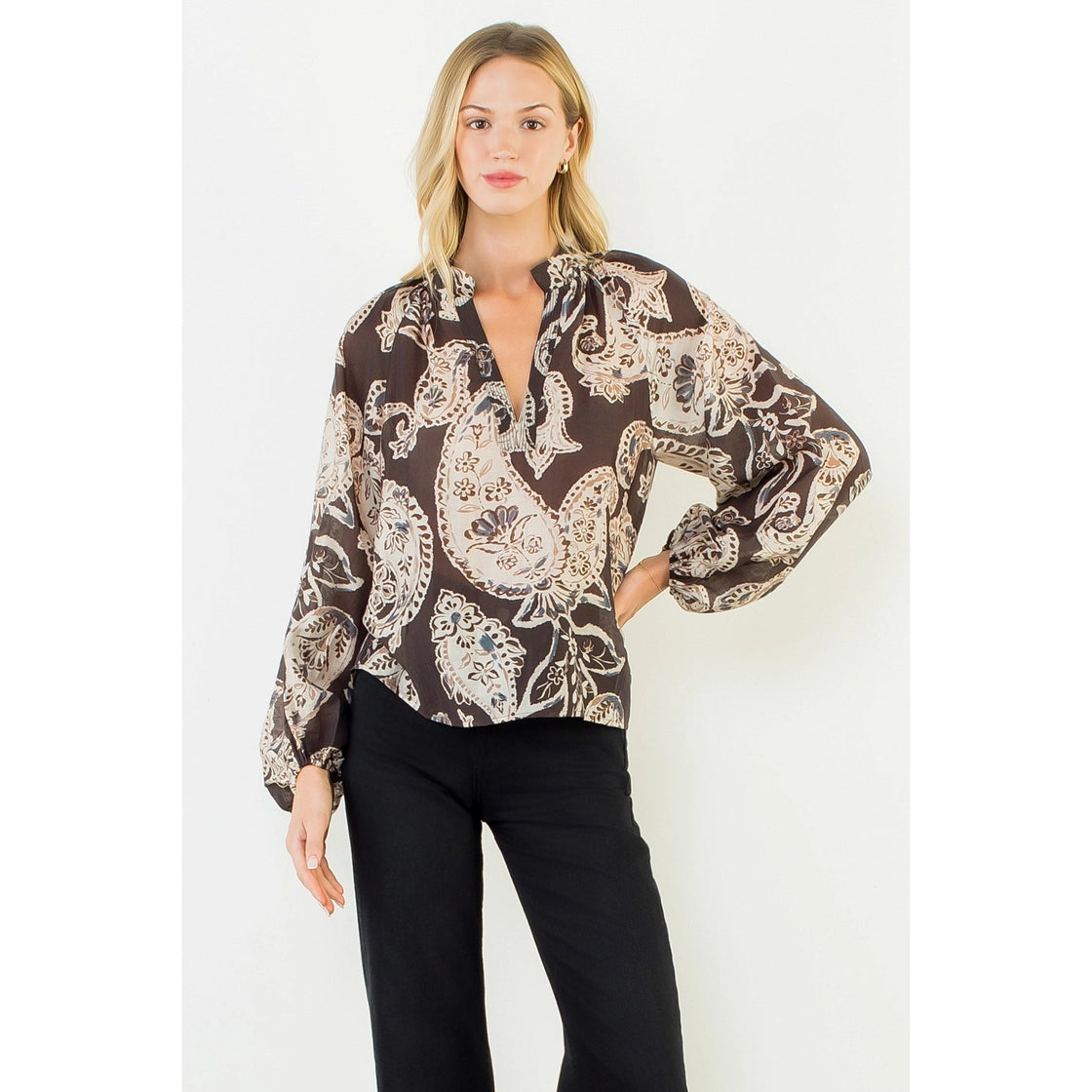 Hattie Paisley Long Sleeve Top