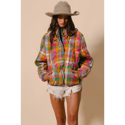 Vintage Plaid Quilted Jacket