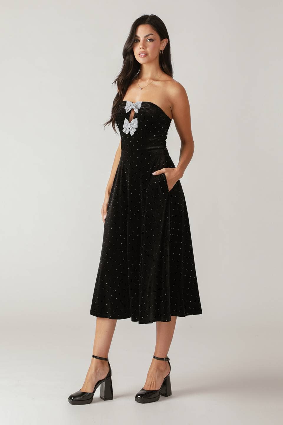 Embellished Velvet Midi Dress ~SALE $43.20~