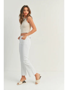 White Cropped Flare Jean
