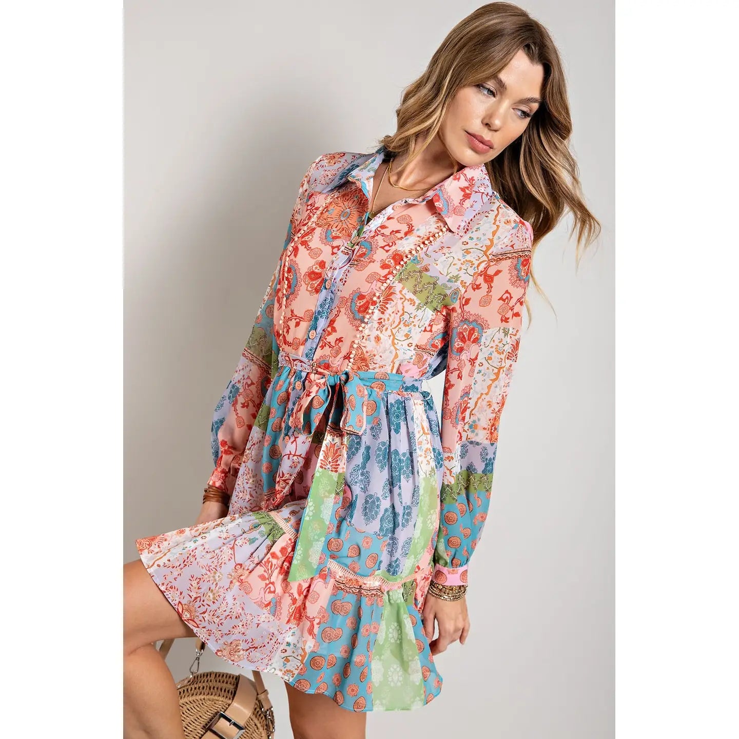 Patchwork Print Dress