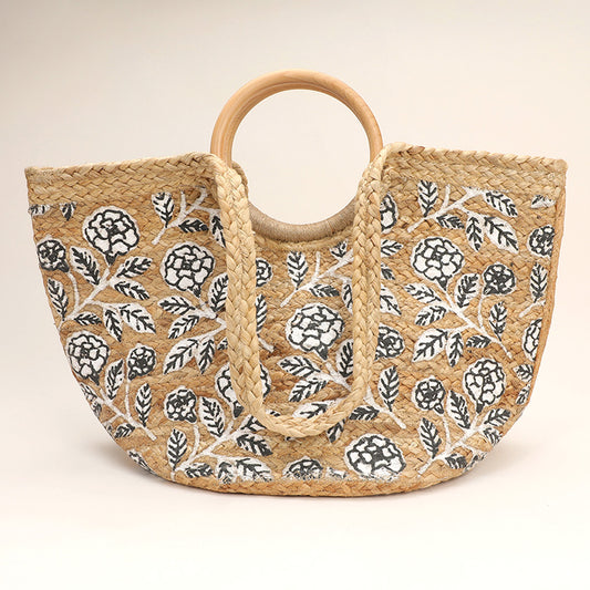 Flower Print Tote Bag